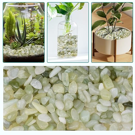 5 lbs Jade Pebbles for Indoor Plants, 1/5 Inch Succulent and Cactus Pebbles, Decorative Gravel for Vases, Bamboo,Terrarium, Crafts, Cactus