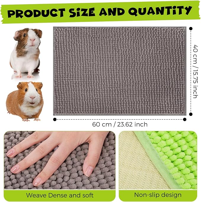 Barydat 8 Pcs Guinea Pig Cage Liner for Guinea Pig Cage Bedding Reusable Rabbit Mat Pad Washable Training Pad Animal Sleeping Bedding Mat(24x16'',Gray, Green, Pink, Blue)