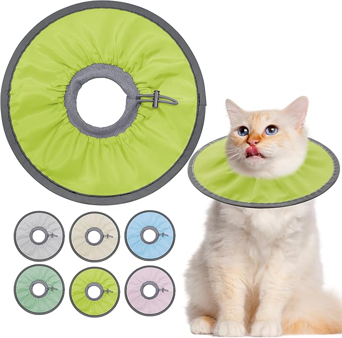 Lightweight Cat Cone Collar Soft, Soft Comfortable Cat Recovery Collar After Surgery, Elizabethan E Collar for Cats, Cone for Cats to Stop Licking (Water Green, Large)