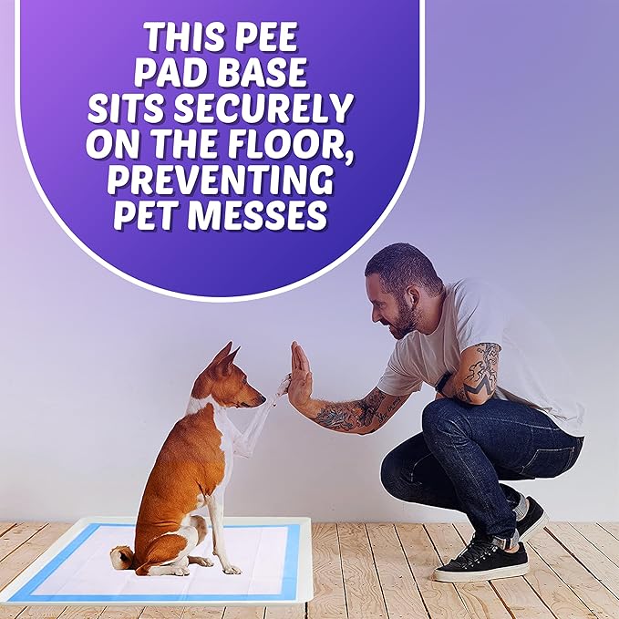 TidyFriend Silicone Pee Pad Holder Tray, 30 x 36 Inch No-Spill, Leakproof, Easy-to-Clean Pee Pad Holder for Dog (White)