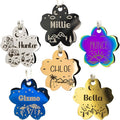 Personalized Dog Tag with 5 Lines of Custom Deep Engraved Durable Stainless Steel Pet ID Name Tag Designer Regular Size Flower