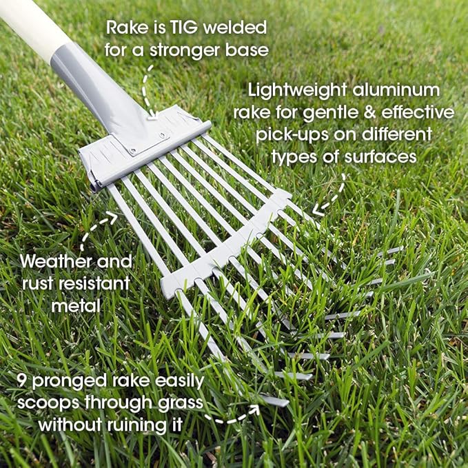 Wood Handle Pooper Scooper Durable Solid Metal Poop Tray with Rake 36.75" Long Handled Scoop | Great for Large or Small Dogs | No Assembly Required | Better for The Environment Than Plastic