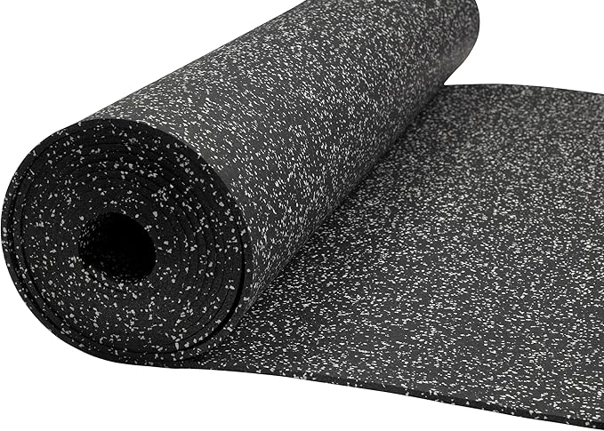 Playsafer Genaflex Rubber Gym Floor Mat, Heavy Duty Commercial Protective Gym Flooring Roll - 8mm Thick (10% Grey, 4' X 15')