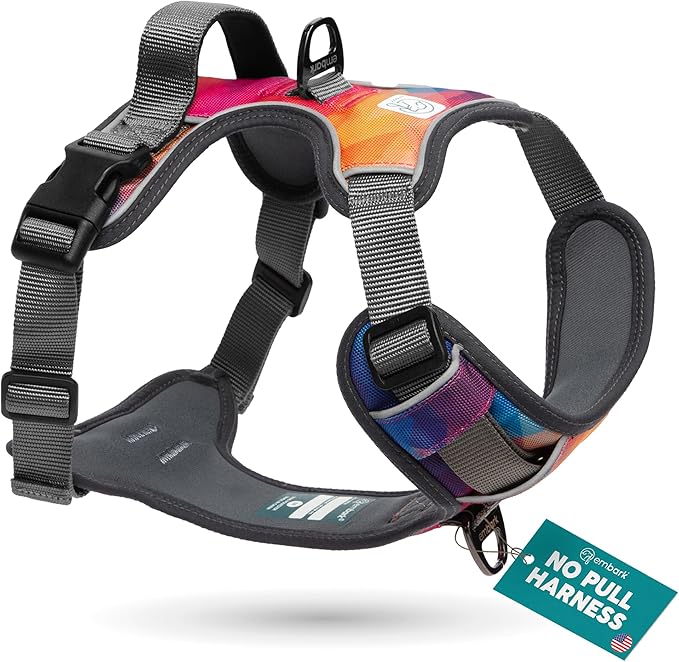 Embark Adventure Dog Harness, Reflective Trim No Pull Dog Harnesses for Small Sized Dogs - Military Grade Nylon, Front Clip with Gel Lined Handle. Soft & Padded Puppy