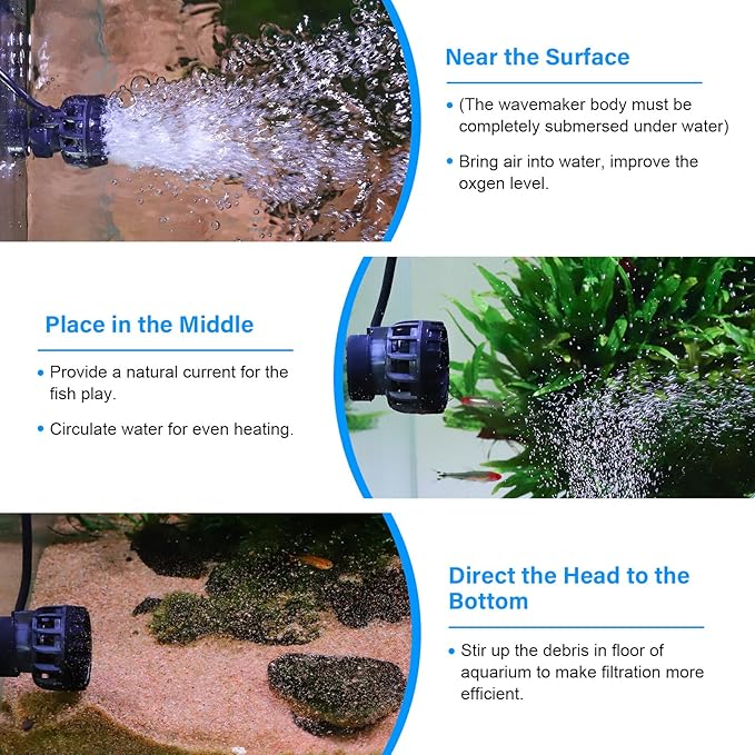 hygger Aquarium Wave Maker for 10-20 Gallon Fish Tanks, Adjustable DC Power Heads for Aquarium with Controller, Aquarium Circulation Pump With Magnetic Base for Saltwater Freshwater Tank 790 GPH