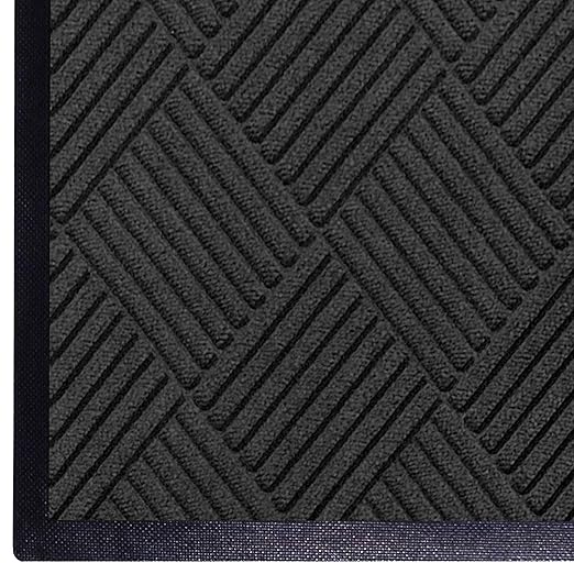 M+A Matting WaterHog Diamond | Commercial-Grade Entrance Mat with Rubber Border – Indoor/Outdoor, Quick Drying, Stain Resistant Door Mat (Charcoal, 4' x 8')