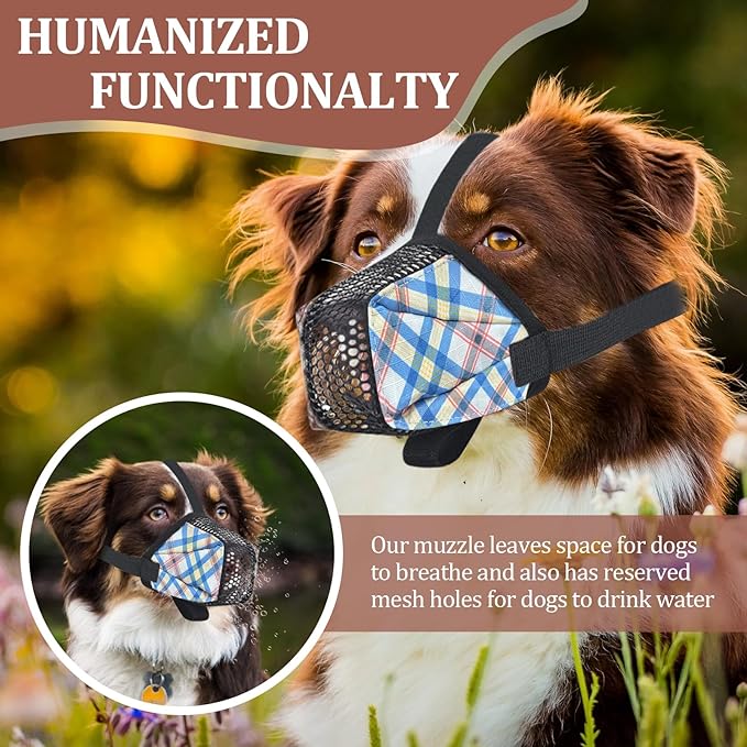 Dog Muzzle for Small Large Dogs - Soft Nylon Basket Muzzle with Adjustable Strap, Breathable Mesh Design Prevents Biting Chewing Licking Eating - Ideal for Training, Grooming & Vet Visits (Blue, XL)