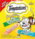 Temptations Creamy Puree Mix-Ups Squeezable Lickable Wet Cat Treats, Tuna Flavor, Salmon Flavor, and Seafood Medley Flavor, 0.42 oz. Tubes, 48 Count