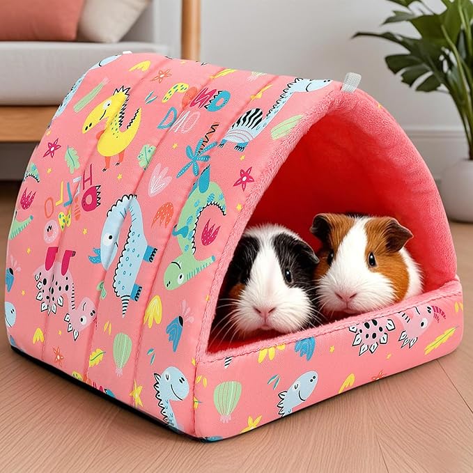 UPINS Guinea Pig Bed, Guinea Pig Hideout Washable Small Animal House Cage Accessories for Dwarf Rabbits Chinchillas Hamsters Hedgehogs Ferrets Bearded Dragons and Rats