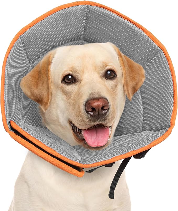 Dog Cone Collar L, Soft Cones for Large Medium Small Dogs,Adjustable Dog Cone Alternative to Stop Licking, Comfy Elizabethan Collar for After Surgery Wound Healing & Hot Spots Orange