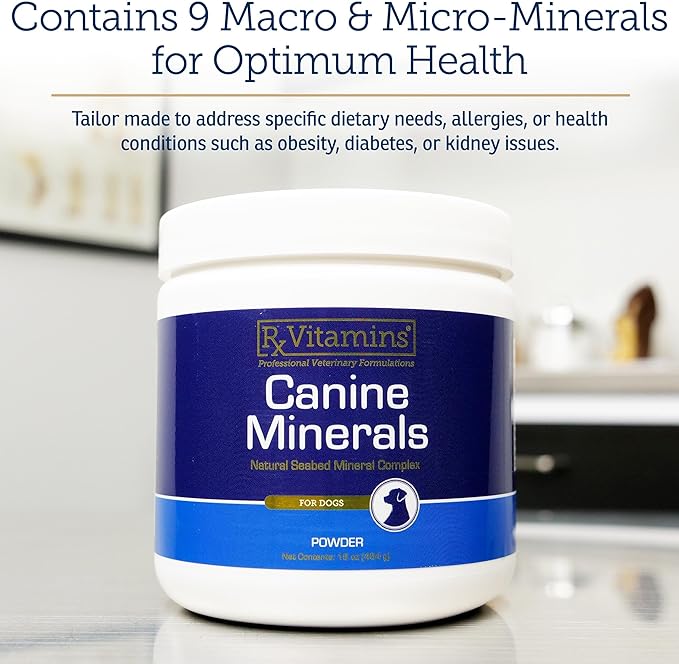 Rx Vitamins Canine Minerals - Essential Minerals for Dogs - Calcium, Magnesium, Iron Supplement, Bone and Joint Supplement for K9, Immune Support - 16oz