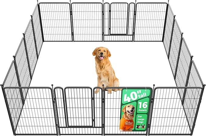 FXW Rollick Unleashed Dog Playpen for Indoor, Yard, RV Camping, 40 inch 16 Panels for Medium and Large Dogs│Patented