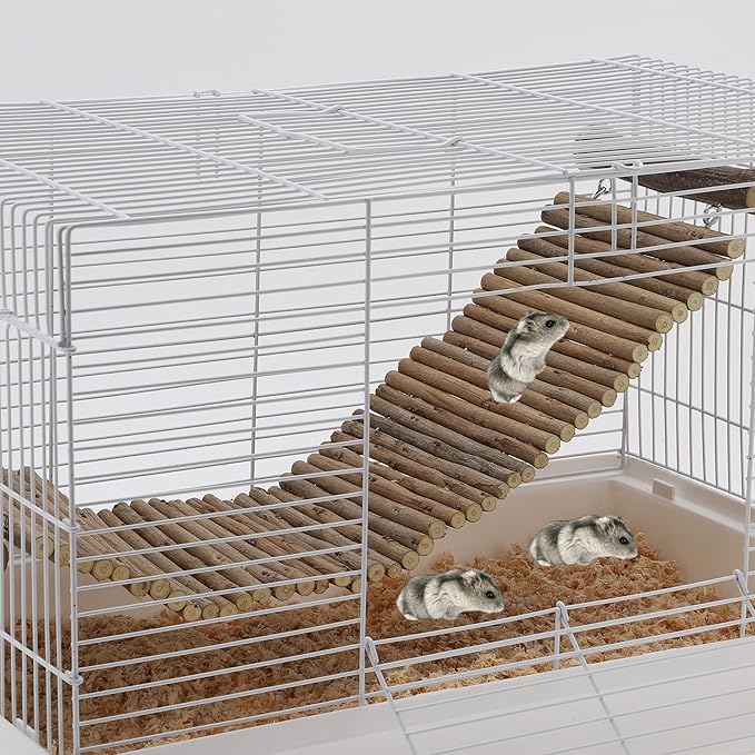 Hamster Bridge,Rat Long Bendy Bridge Wooden Climbing Ladder Cage Accessories for Syrian Hamster Gerbil Mouse Rat, 20.08" L x 5.91" W