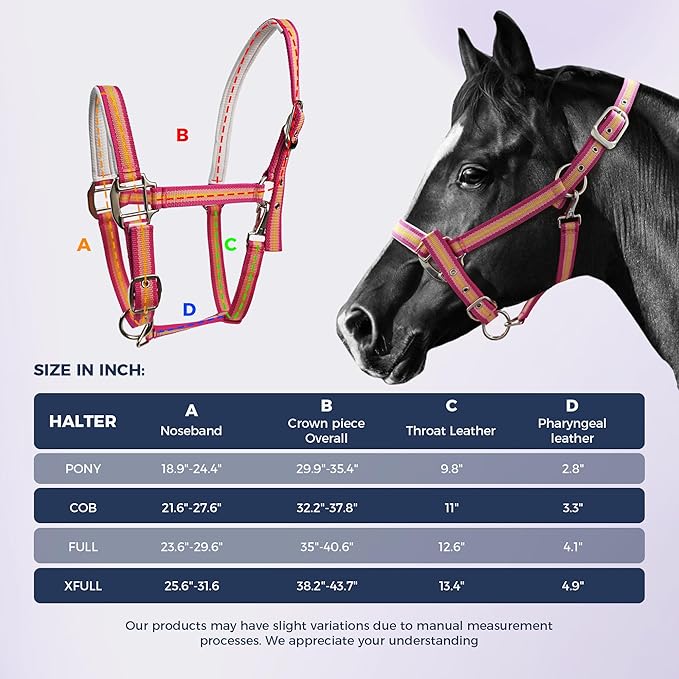 JWODVNTH Adjustable Horse Halter with PP Webbing, Durable Horse Halters with Zinc Alloy Hardware, Horses Training Equipment to Prevent Friction for Training, Competitions ＆ Daily