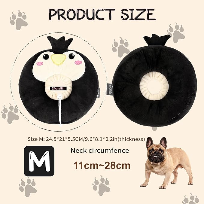 Adjustable cat Cone Collar Soft to Stop Licking After Surgery for Kitten, Alternative to Cone of Shame cat, Donut Cone for Cats, pet Elizabethan Collar (Penguin, Medium)