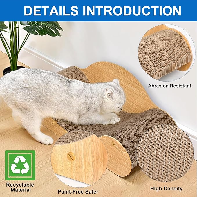 Cat Scratcher Cardboard, Scratching Pad House Bed Furniture Protector, Infinity Shape, Curved (Wood, Round Sofa)