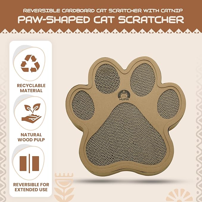 Paw-Shaped Cat Scratcher | Reversible Cardboard Kitten Scratcher | Kitten Scratching Board for Indoor Cats | cat Scratcher Cardboard for Small & Medium Cats & Kittens | Cat Toy (Small)