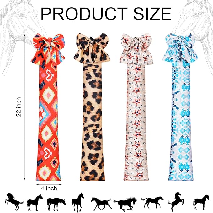 4 Pcs Horse Tail Bag Stretchy 22" Breathable with 2 Strands to Keep Clean and Protected Grooming Supplies