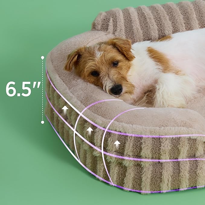 LE SURE Cute Dog Bed Medium Size Dog, Orthopedic Waterproof Medium Pet Beds with Sides, Non-Slip Bottom and Egg-Crate Foam Pet Couch Sofa with Washable Removable Cover, Hazel