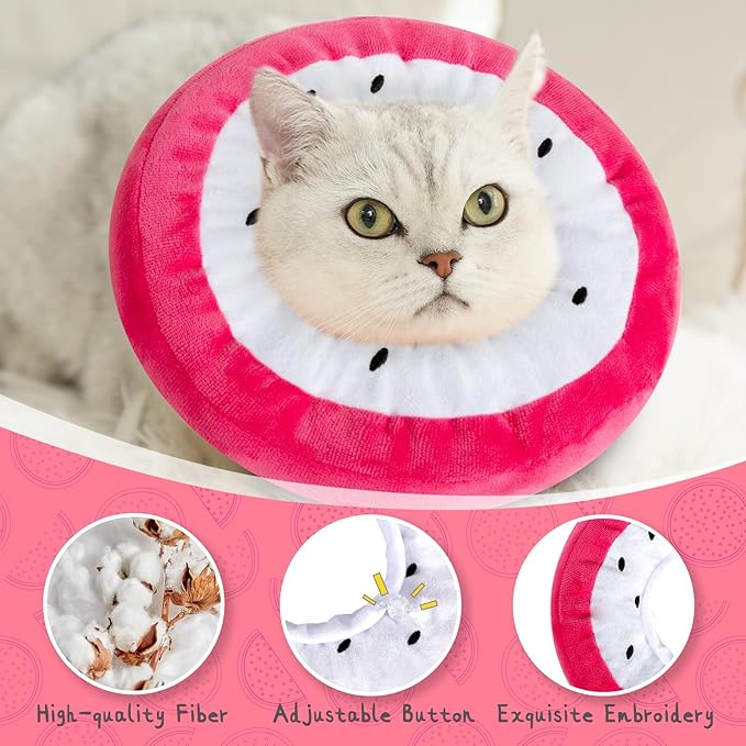 ANWA Adjustable Cat Cone Collar Soft, Cute Cat Donut Collar After Surgery, Kitten Recovery Cones to Stop Licking