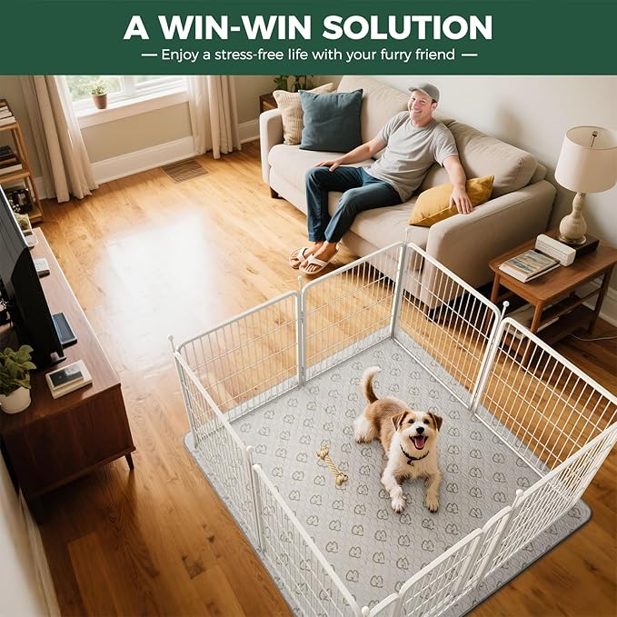 FXW Rollick Unleashed Dog Playpen for Indoor, Yard, RV Camping, 32 inch 8 Panels for Small and Medium Dogs, White│Patented
