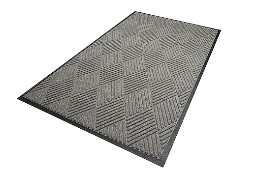 WaterHog Diamond | Commercial-Grade Entrance Mat with Rubber Border – Indoor/Outdoor, Quick Drying, Stain Resistant Door Mat (Medium Grey, 6' x 6')