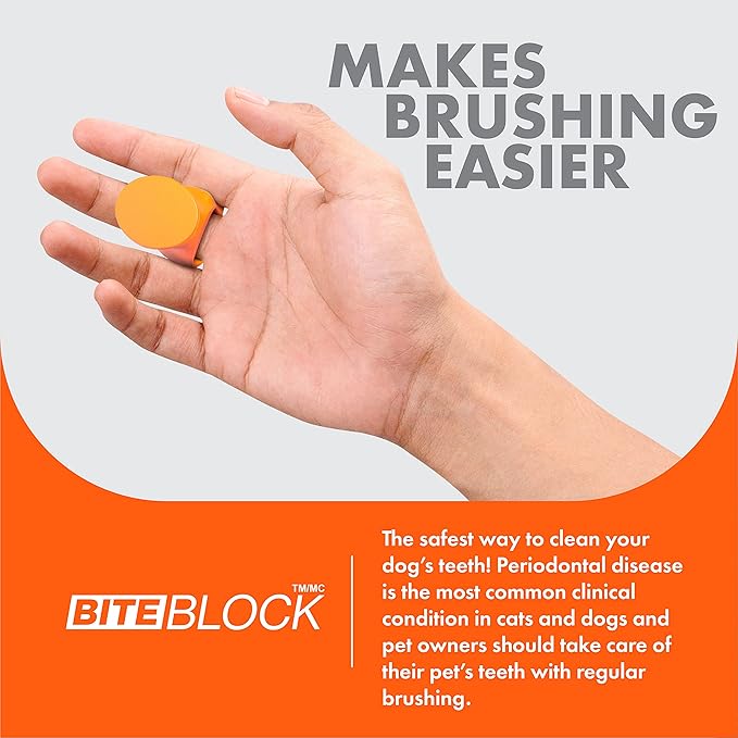 Pet Toothbrushing Assistant for Puppies' Dogs and Cats Allows You to Brush Your pet’s Teeth Without Constantly Worrying About Getting Bitten. (Orange, Medium)