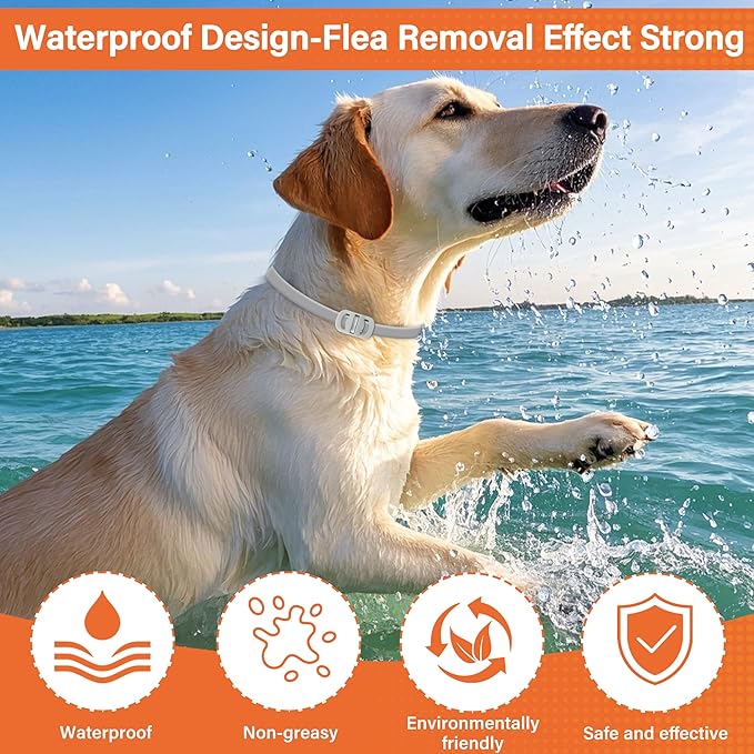 4 Pack Flea and Tick Collar for Dogs - 25" Adjustable Collar Fits Dogs, Long-Lasting 24-Month Protection for Small, Medium, and Large Dog – Waterproof Flea Tick Prevention
