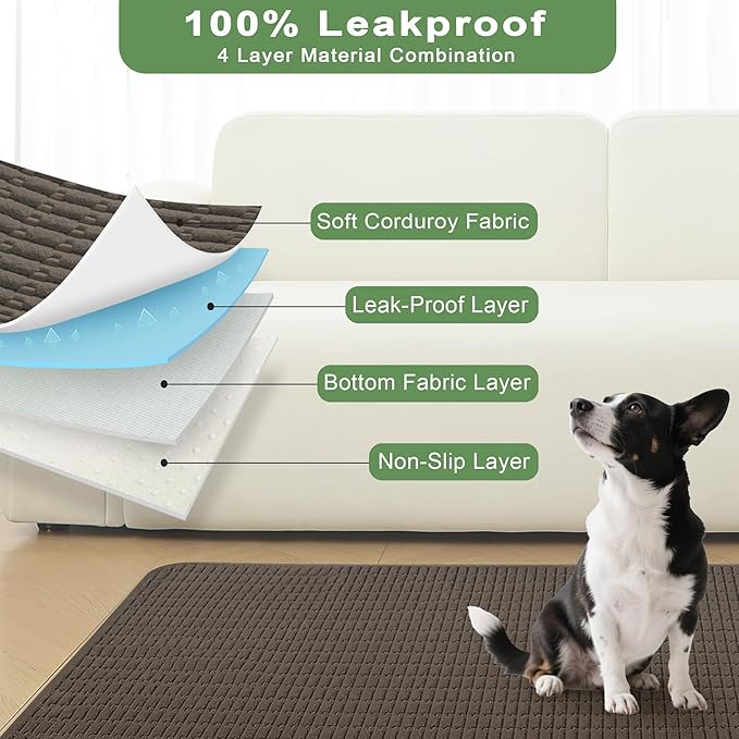 Washable Pee Pads for Dogs, 2 Pack Reusable Puppy Pads Dog Pads, Non-Slip Dog Pee Pads, Leakproof Pet Pee Pads Wee Wee Pads for Dogs. (Coffee, 36"x40"(Pack of 2))