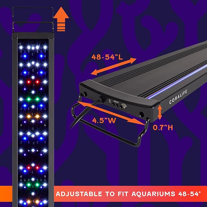 Coralife Fish Tank Aquarium Seascape WiFi/Bluetooth Smart LED Light Fixture, 48-54"