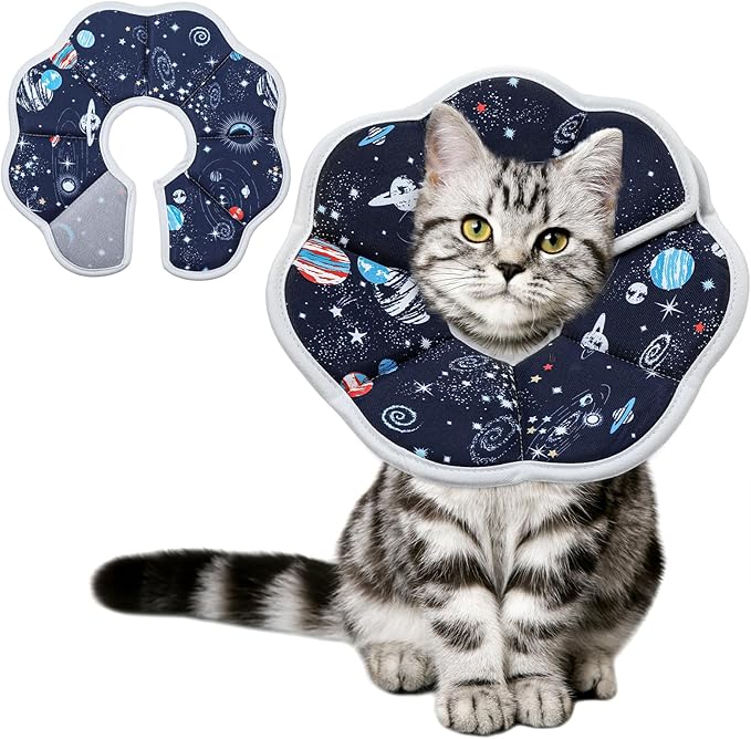 2Pcs Cat Conical Collar Soft Adjustable Cat Collars Water Proof Recovery Collar Prevent Licking Protective Foldable Easy to Eat Drink for Cats Kittens Puppies (Blue S XS)