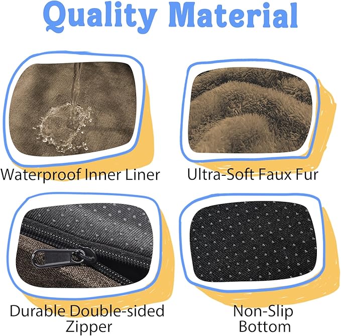 Washable Orthopedic Large Dog Bed - Big Dog Beds with Removable Waterproof Cover and Non-Slip Bottom XL Large Pet Beds with Bolster Extra Large Dogs Bed