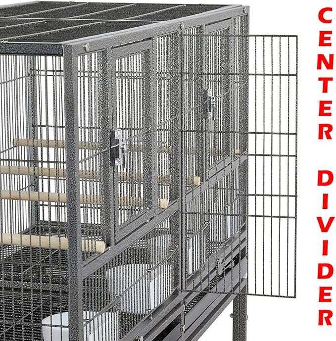 Combo Breeding Stacker Center Divided Breeder Bird Flight Double Rolling Cage with Side Breeding Nest Door (Black Vein, Triple Stack)