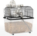 PawHut Large Hamster Cage with 12" Deep Tray, 2 Tier Gerbil Cage with Tube System, Water Bottle, Ramp, Feeding Bowl, 23" x 17" x 22", Black
