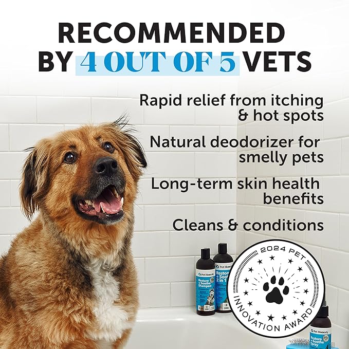 Restore + Soothe 2 in 1 Shampoo + Conditioner for Sensitive Skin for Dogs & Cats - Dog Skin and Coat Supplement - Soothes Itching, Irritation and Hot Spots (Coconut) - 16oz