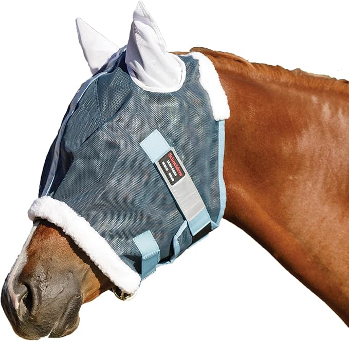 Schneiders Dura-Mesh II Fly Horse Mask with Ears | Reflective Safety Strips | 1000D Poly Vinyl Mesh | 70% UV Protection