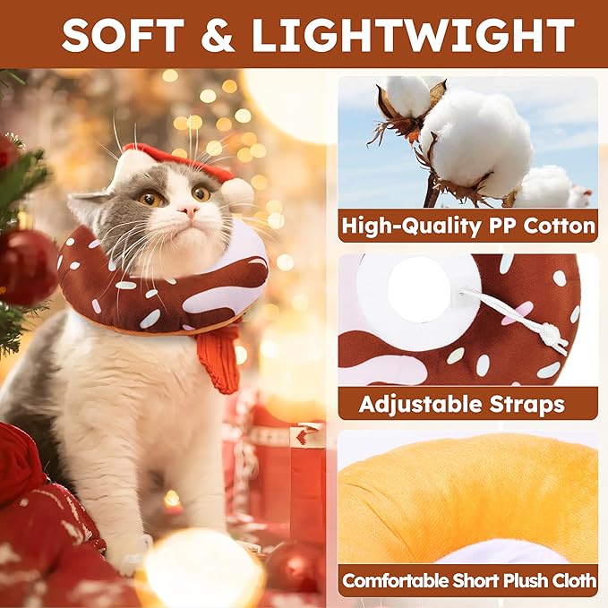 Cat Cone Collar Soft, Cat Recovery Collar for Wound Healing Cute Cat Adjustable Cat Cones to Stop Licking Comfortable Lightweight Neck Elizabethan Collars for Cats Purple