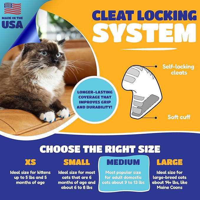Soft Claws Safe Scratch-Free Solution for Cats - CLS (Cleat Lock System), Size: Small, Color: Red