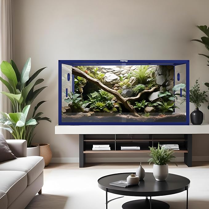 120 Gallon Bearded Dragon Tank,48" x 24" x 24" Reptile Tank with Sliding Door Top Screen Ventilation, Front Opening Reptile Enclosure for Easy Maintenance