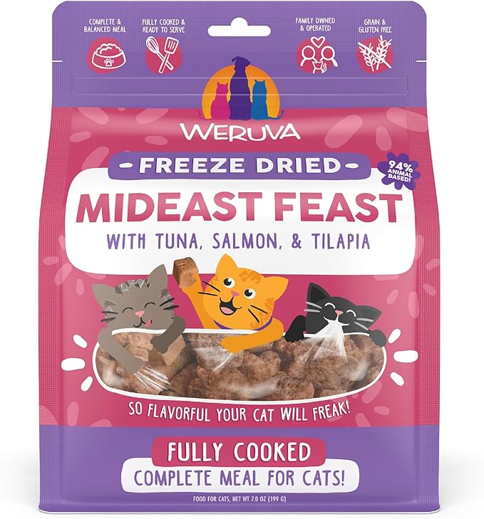 Weruva Cat Freeze Dried, Mideast Feast with Tilapia, 7oz Bag