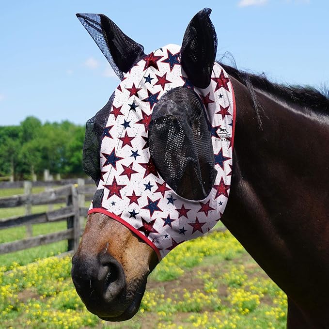 Harrison Howard Super Comfort Stretchy Fitting Horse Fly Mask with UV Protection Soft on Skin with Breathability Dream Star Full Size