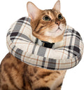 Cat Cone Collar Soft, Adjustable Plaid Elizabethan Cat Recovery Collar After Surgery to Prevent Licking & Scratching Wound, Fits Small Medium Large Cats, Puppy, Small Dogs