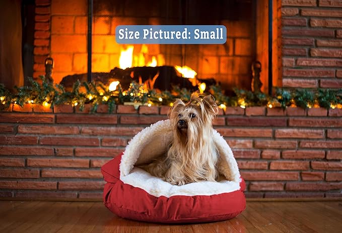 Snoozer? Classic Poly-Cotton Cozy Cave Pet Bed, Small, Red