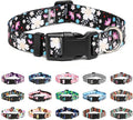 Mercano Adjustable Dog Collar - Special Design Patterns, Soft Nylon Comfortable Durable Pet Collar for Small Medium Large Dogs (L, Floral White)