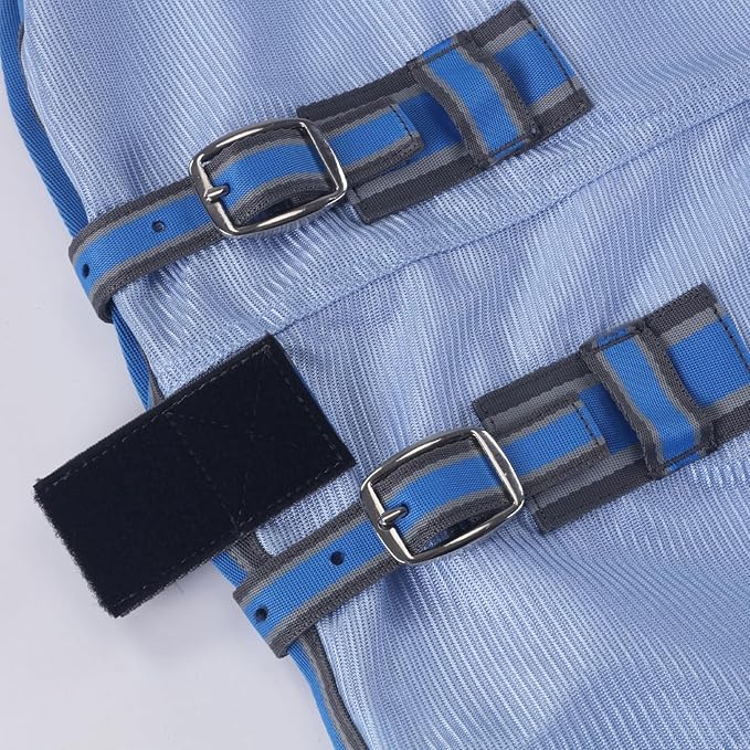 Horse Fly Sheet, Standard Neck Comfy Mesh Fly Sheet for Horses, Equine Summer Sheets UV-Protective Lightblue 72
