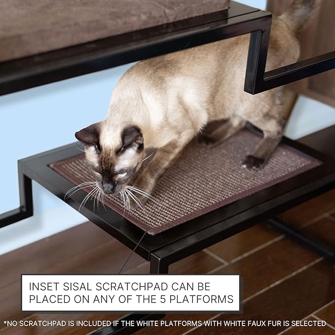 THE REFINED FELINE Metropolitan Cat Condo, Modern Furniture for Multiple Cats, Stepped Platforms for Cats and Kittens