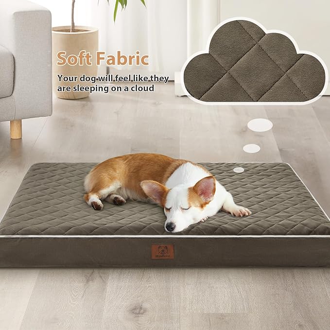 WNPETHOME Orthopedic Dog Bed Medium Size Dog, Waterproof Medium Dogs Bed with Removable Washable Cover, Multi-Needle Quilting Dogs Crate Bed