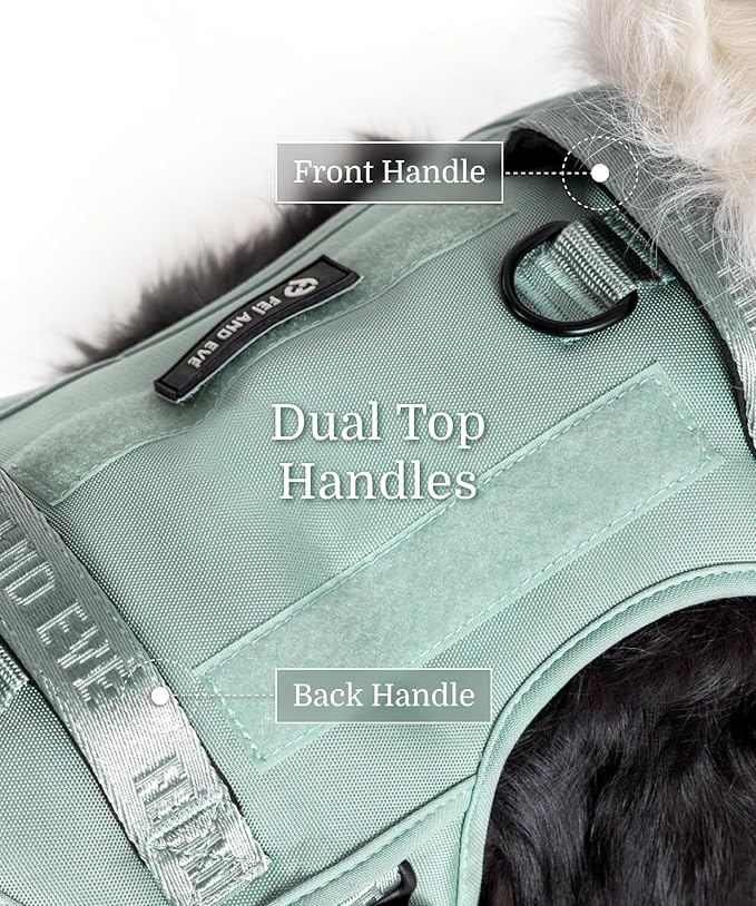 2025 New Edition, Fei & Eve MagEase Dog Harness - 3-Second Magnetic Buckles | 3-Point No-Pull Control | Heavy-Duty 900D Nylon | Dual Safety Handles | Breathable Mesh | Adjustable Fit | Medium, Green