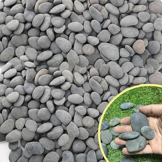 45LB River Rocks,Mexican Beach Pebbles for Plants,Potting,Garden Landscape Stone Paving Stone Grey 1Inch - 2Inch…