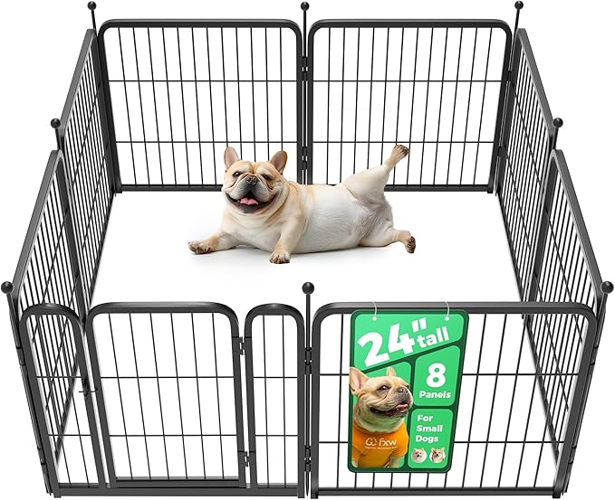 FXW Rollick Unleashed Dog Playpen for Indoor, Yard, RV Camping, 24 inch 8 Panels for Small and Puppy Dogs, Black│Patented